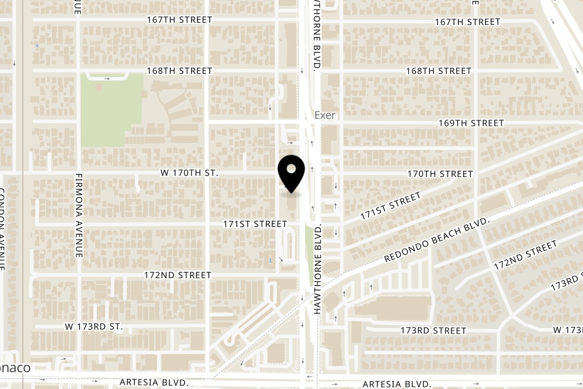 Map showing the location of Peru On Fire on 17013 Hawthorne Blvd in Lawndale